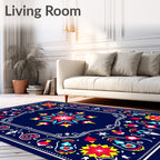 Vibrant Red Yellow Floral Medallion Rug