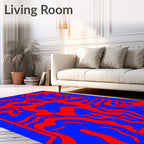 Bold Red Blue Flow Rug