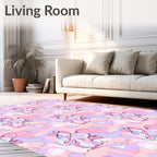 Pastel Pink Abstract Floral Swirl Rug