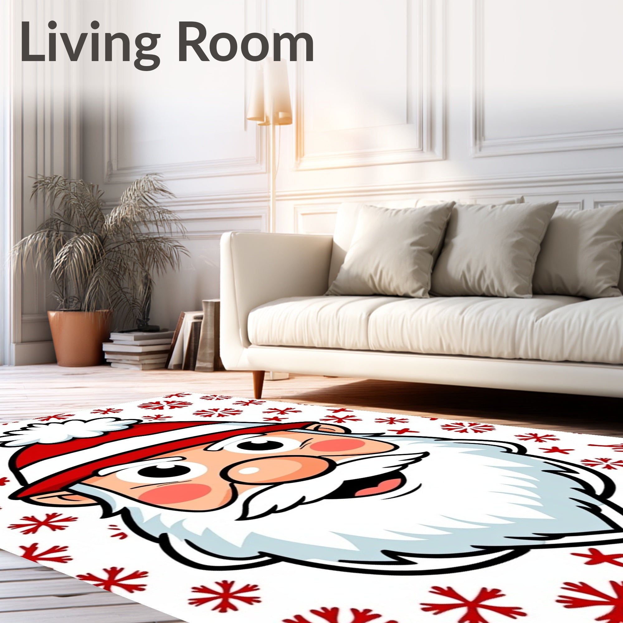 Classic Santa Claus Red Snowflakes Rug