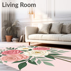 Pink White Rose Bouquet Garland Rug