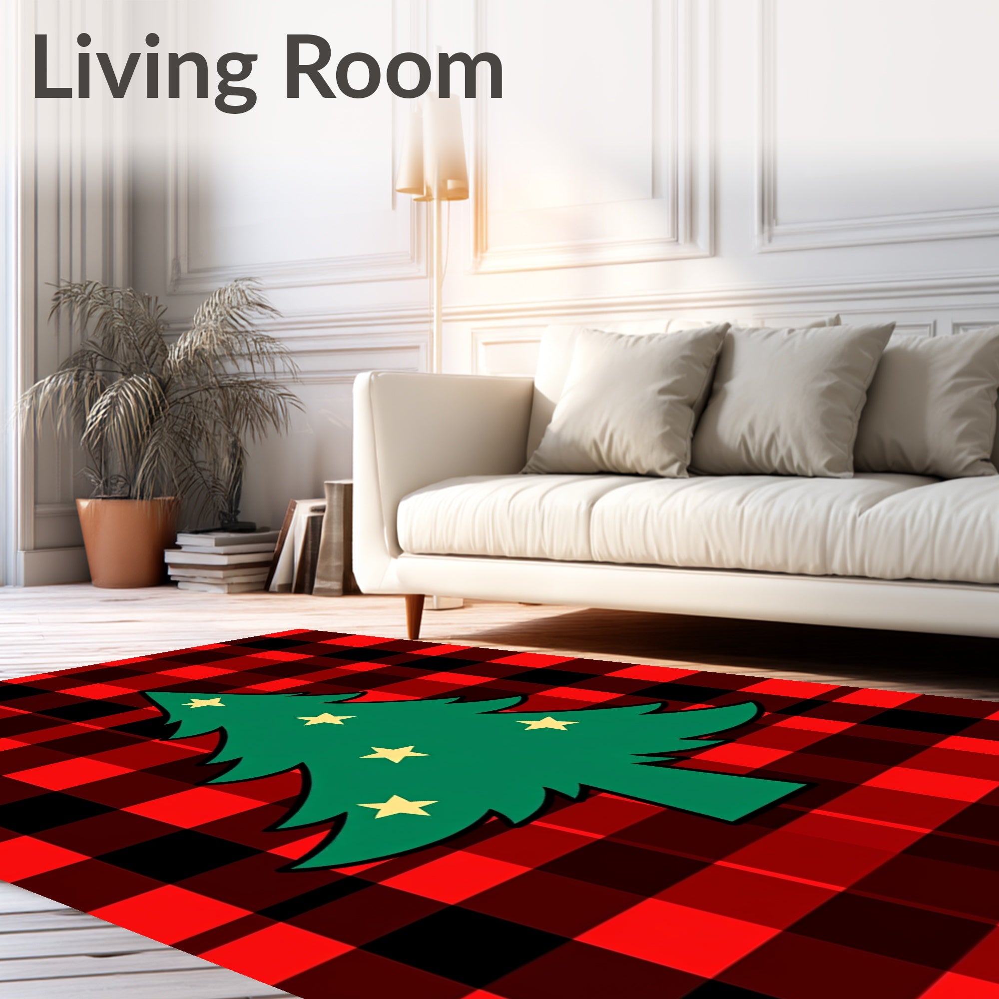 Red Black Buffalo Check Tree Rug