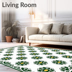 Green Ivory Floral Medallion Rug