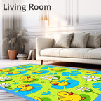 Cute Yellow Ducklings on Lily Pads Rug