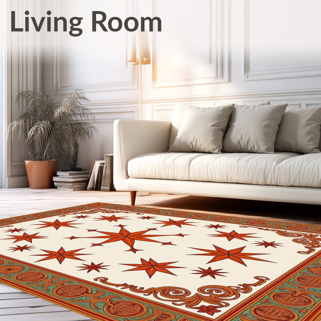 Astro Red Star Border Rug