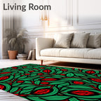 Verdant Scarlet Botanical Bloom Rug