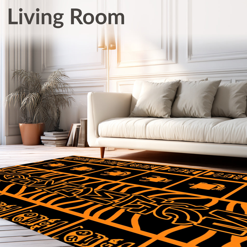 Bold Orange Black Graphic Animal Stripes Rug
