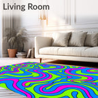 Psychedelic Swirl Blue Green Pink Rug
