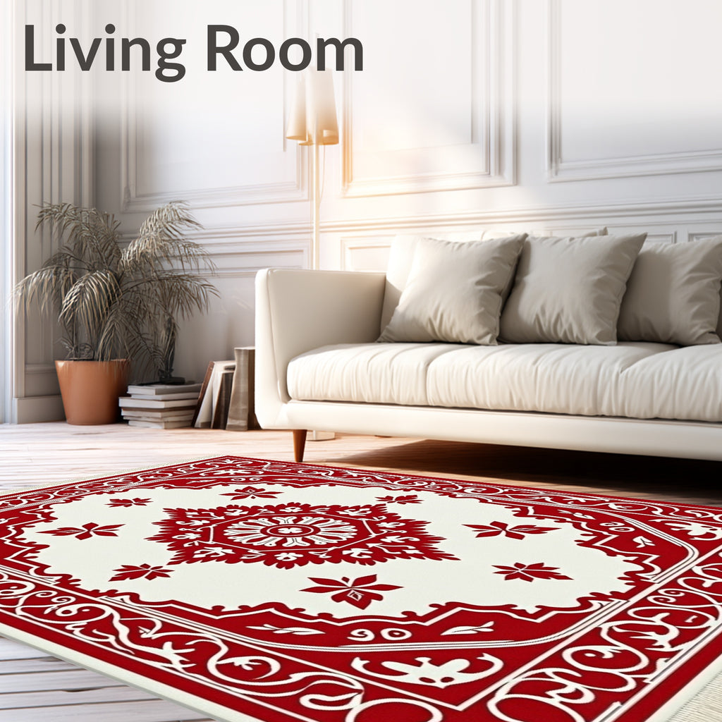 Classic Red Floral Medallion Rug