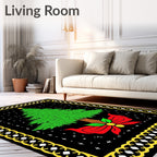 Festive Christmas Tree with Red Bow Rug