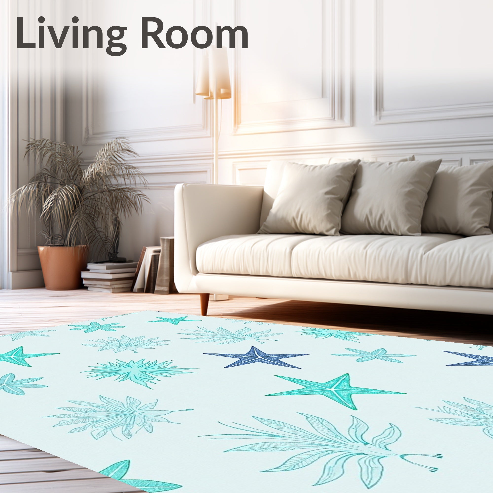 Oceanic Starfish Aquatic Plants Repeat Rug
