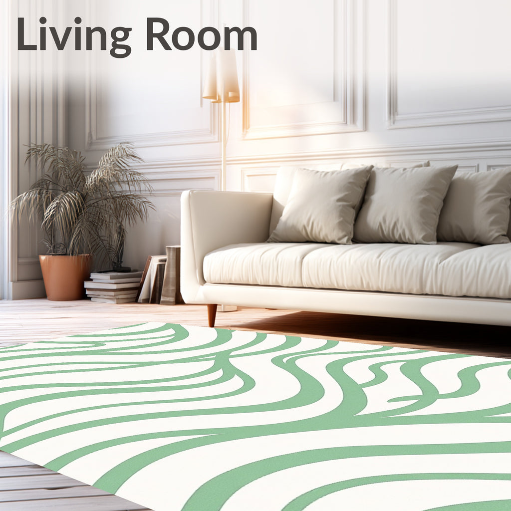 Soft Mint Green Flowing Wave Rug