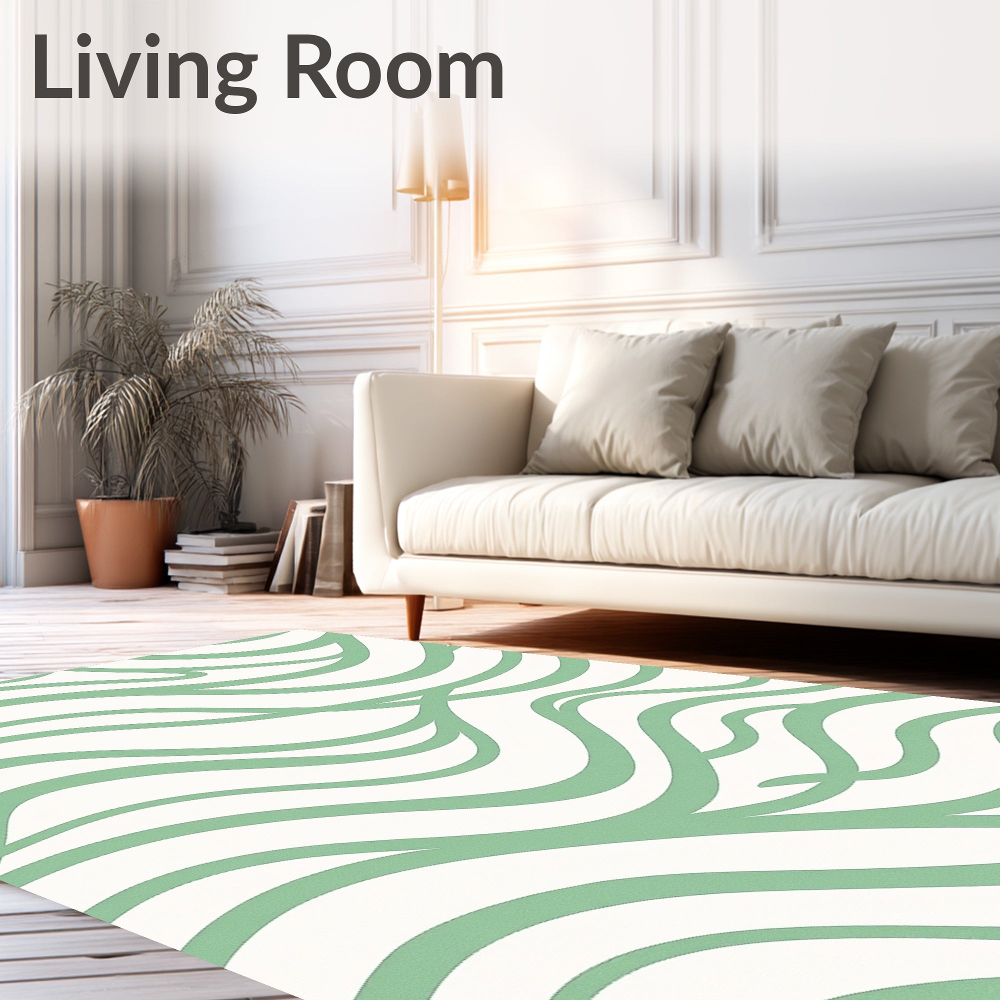Soft Mint Green Flowing Wave Rug