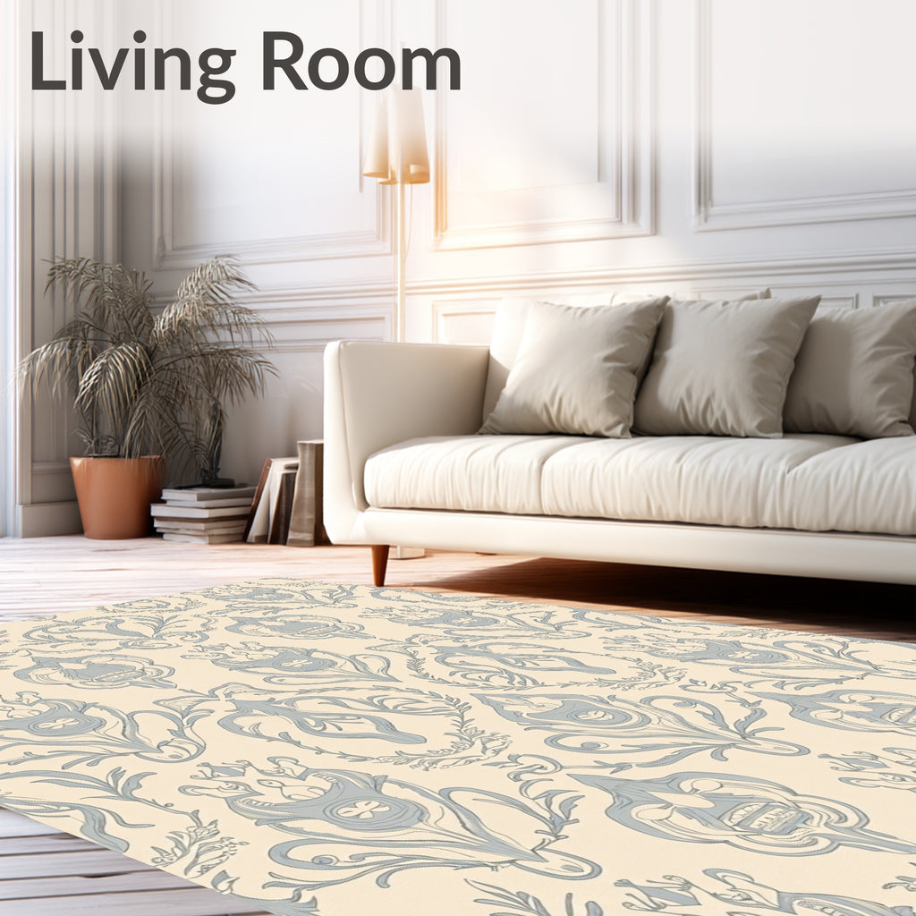 Pale Blue Baroque Swirls Rug
