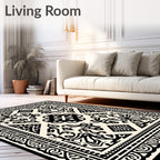 Black Ivory Intricate Border Medallion Rug