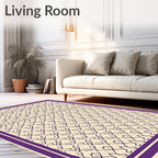 Deep Purple Lattice Work Cream Rug