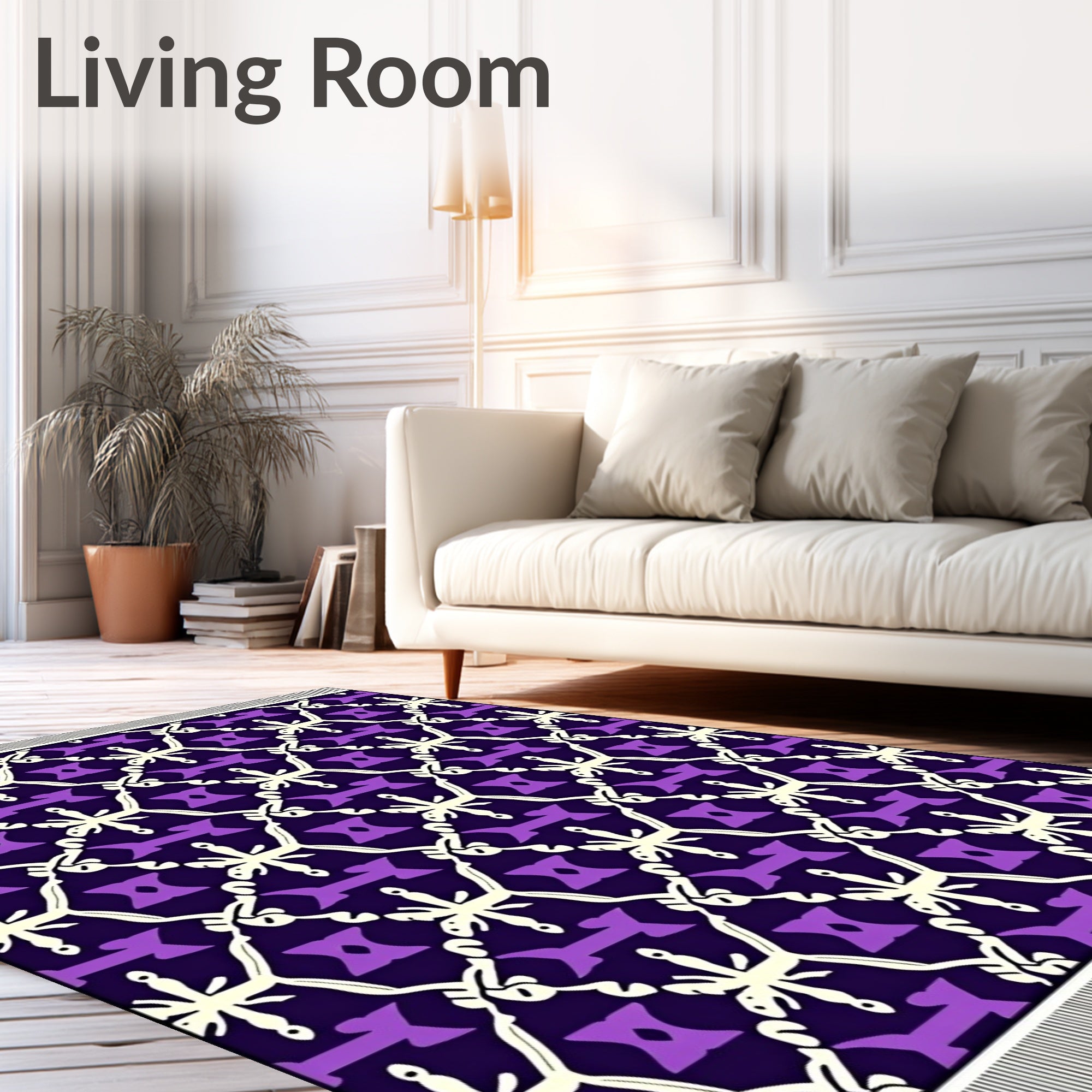 Deep Violet Star Hexagon Lattice Rug