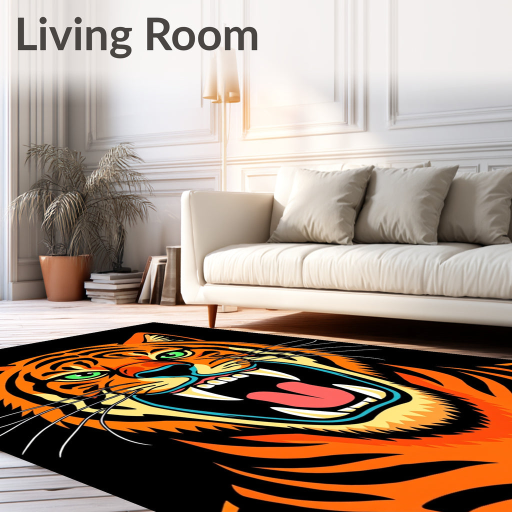 Bold Orange Tiger Roaring Fiercely Rug