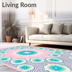 Radiant Teal Sunburst Bloom Rug