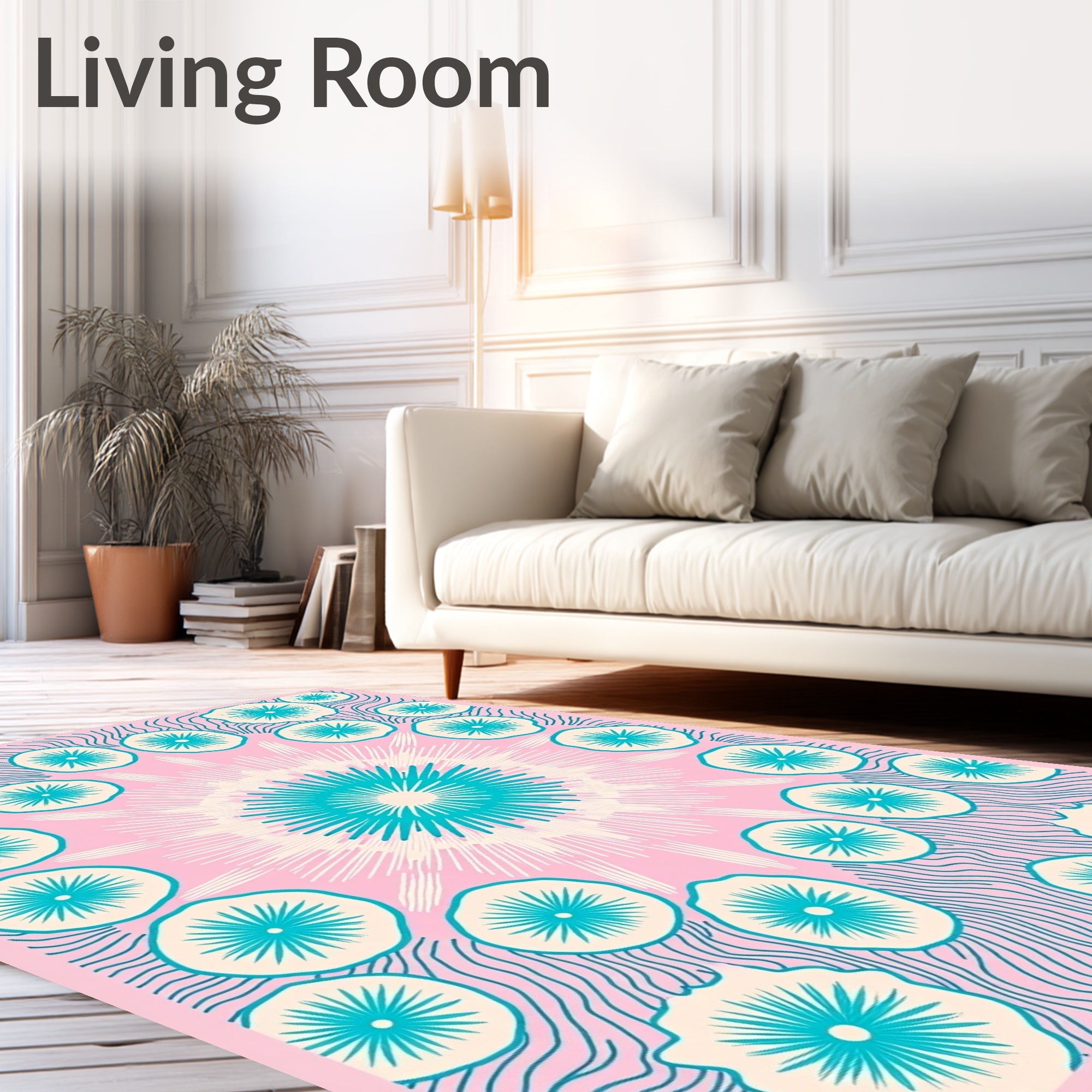 Radiant Teal Sunburst Bloom Rug