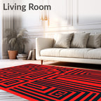 Bold Red Maze Geometric Rug