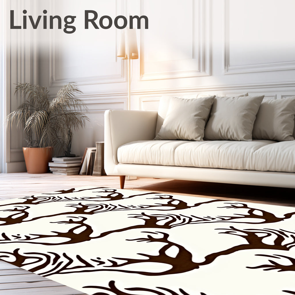 Dark Brown Antler Branch Serpentine Rug