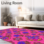 Vibrant Butterfly Floral Medallion Rug