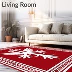 Crimson White Eagle Geometric Border Rug