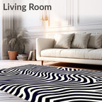 Bold Black White Zebra Wave Rug