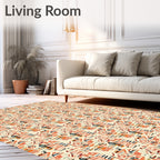 Mid Century Architectural Buildings Orange Cream Rug