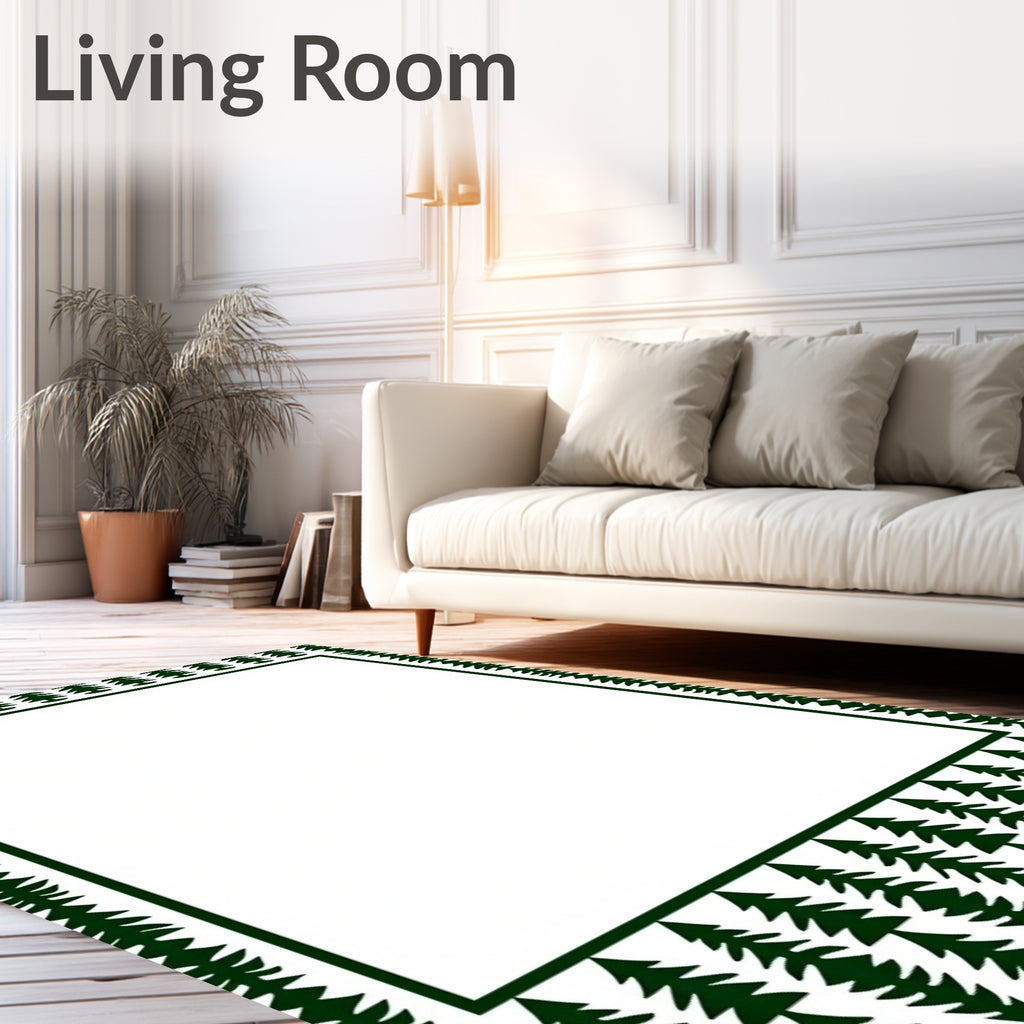 Forest Green Tree Border Rug