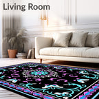 Turquoise Pink Floral Geometric Medallion Rug