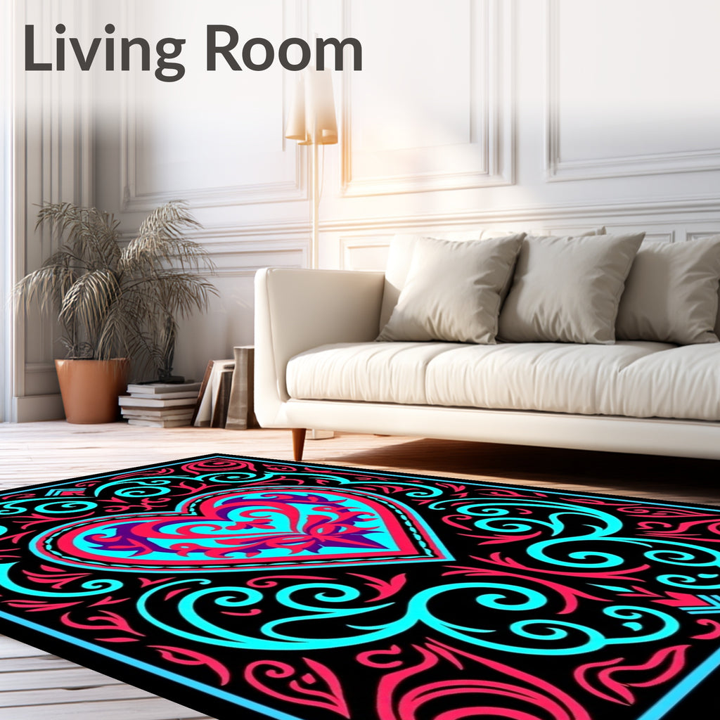 Vibrant Heart Swirls Rug