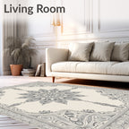 Light Gray Ornate Floral Mandala Rug