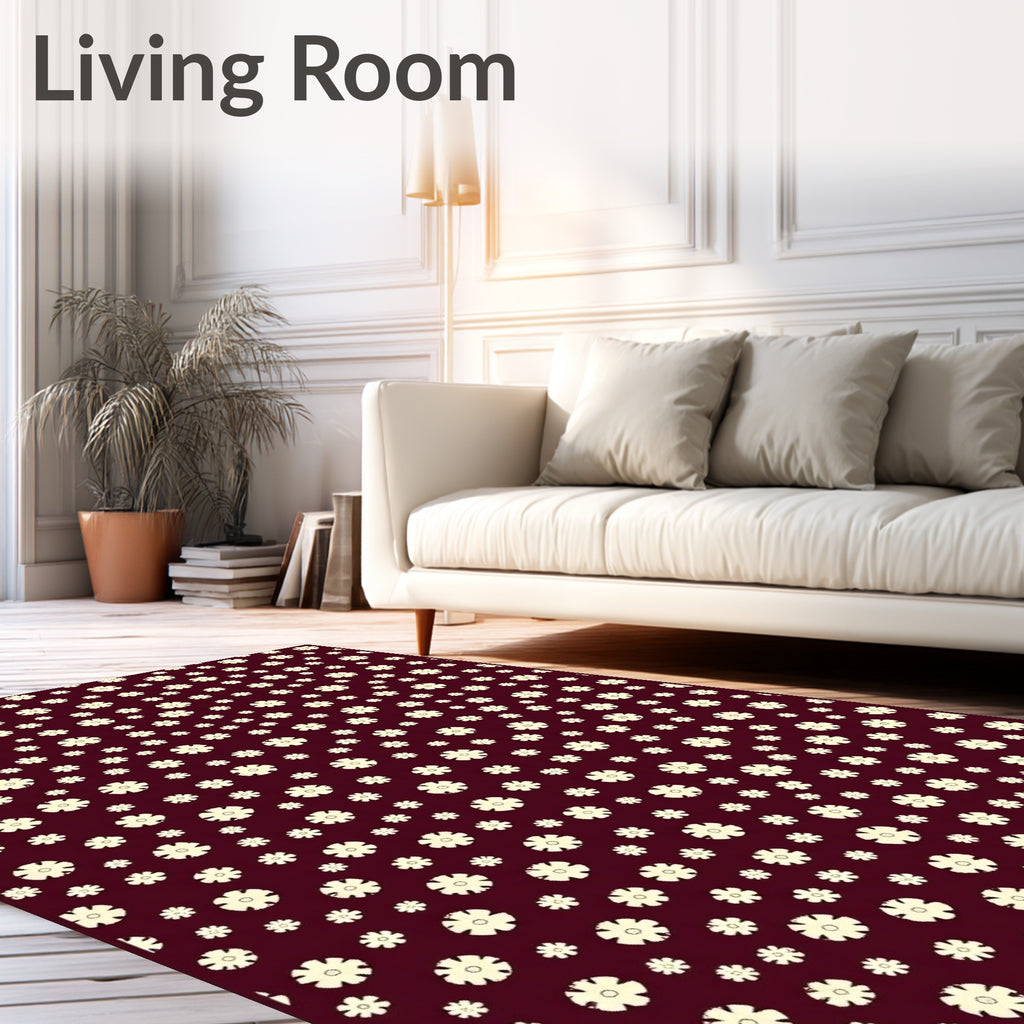 Burgundy Floral Scatter Rug