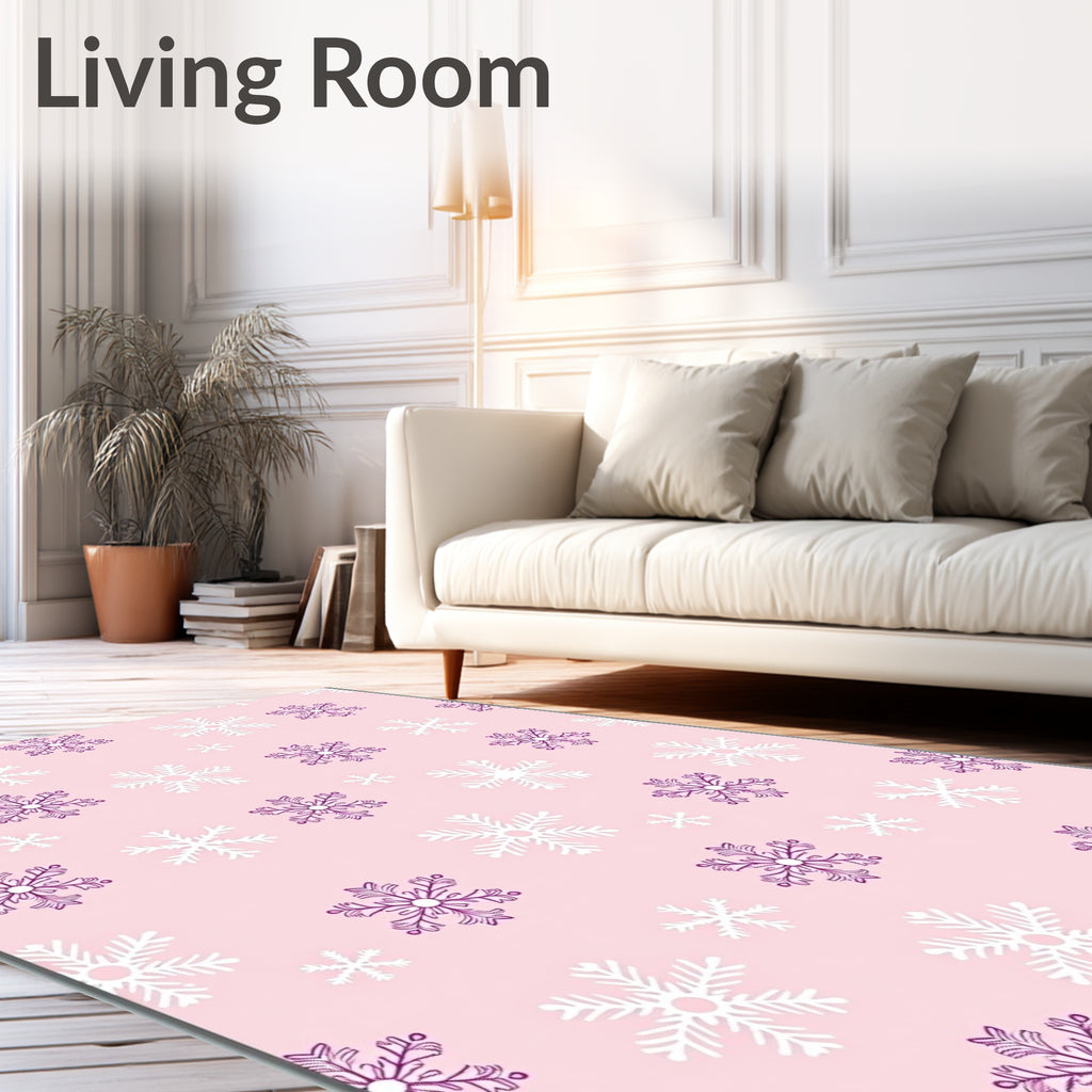 Pastel Snowflakes White Purple Scatter Rug