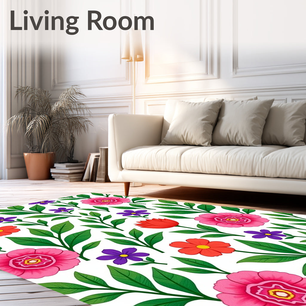 Vibrant Floral Garden Folk Art Rug