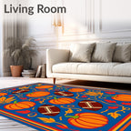 Orange Pumpkins Brown Football Leaves Rug