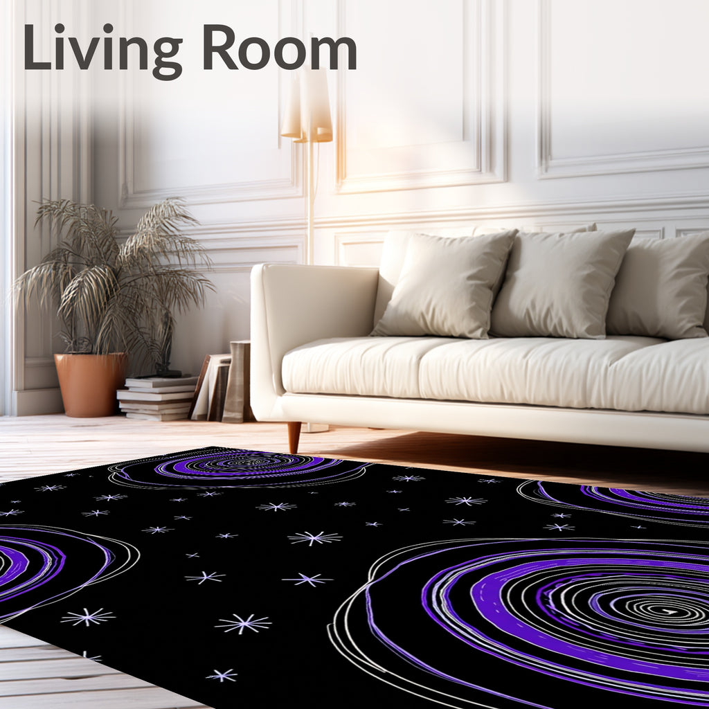 Bold Violet Swirls Starry Night Rug