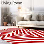 Bold Red Geometric Chevron Layout Rug