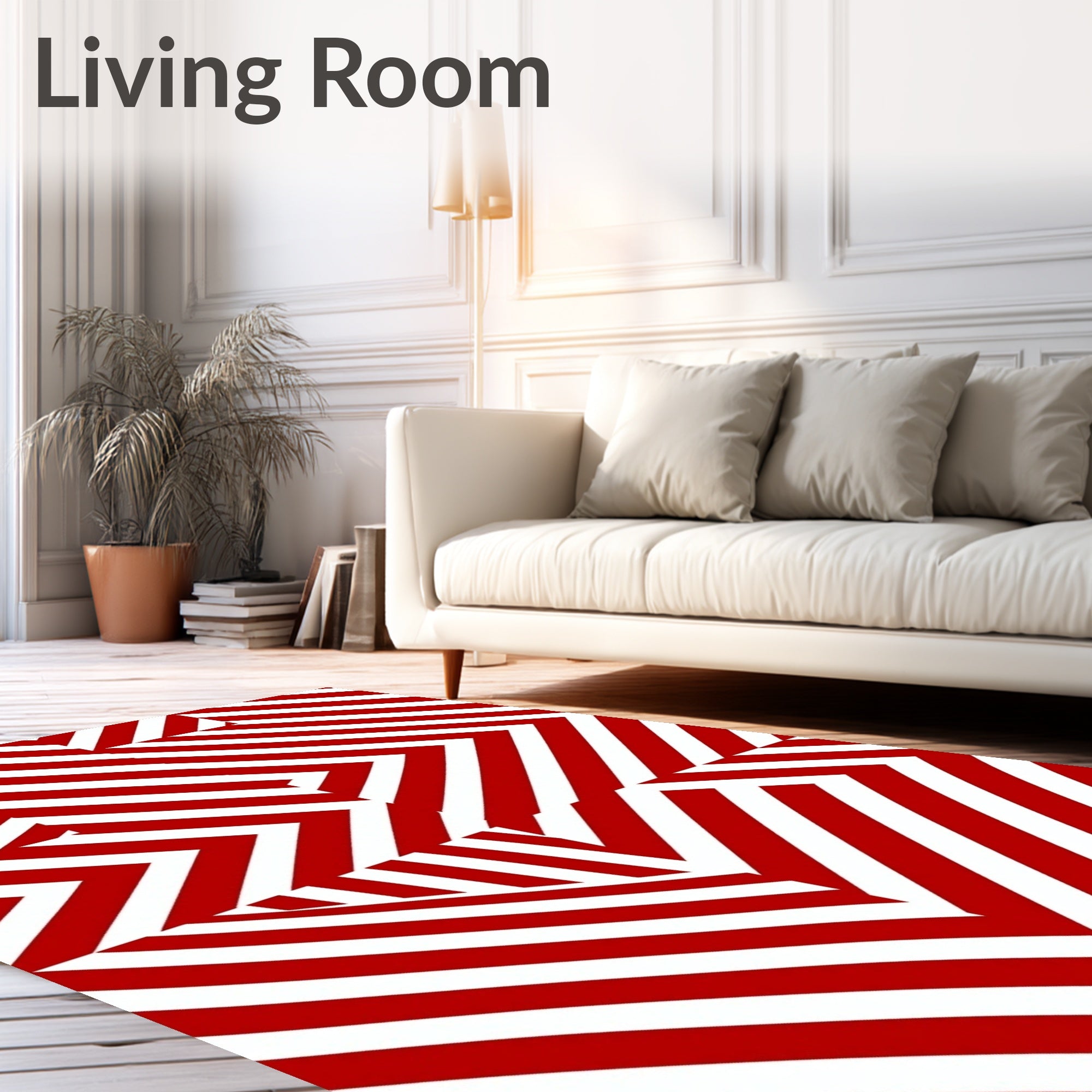 Bold Red Geometric Chevron Layout Rug
