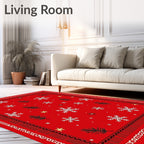 Crimson Snowflake Pinecone Winter Rug