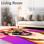 Groovy Orange Dog Vibrant Sunset Aura Rug