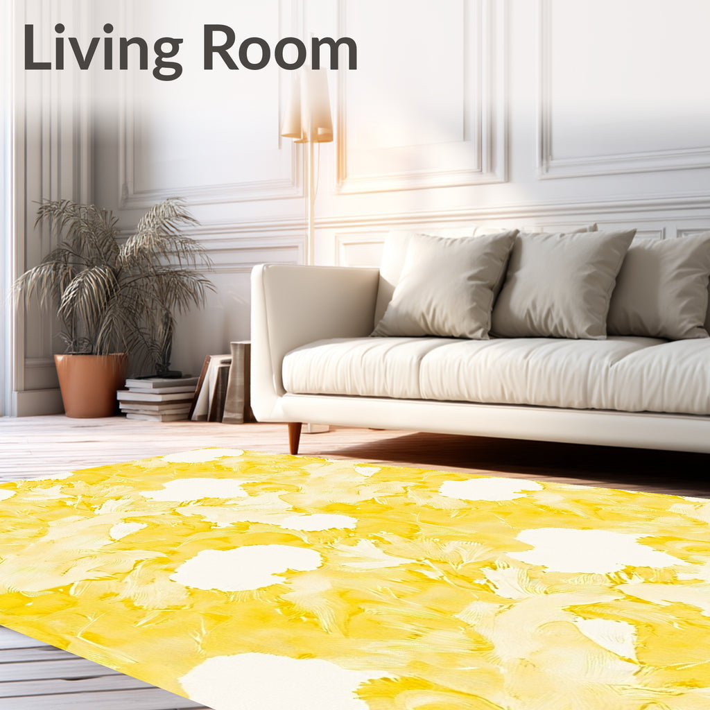 Bright Yellow Watercolor Blossom Rug