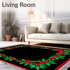 Black Berry Garland Square Rug