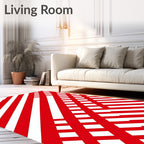 Bold Red White Diagonal Crossing Lines Rug