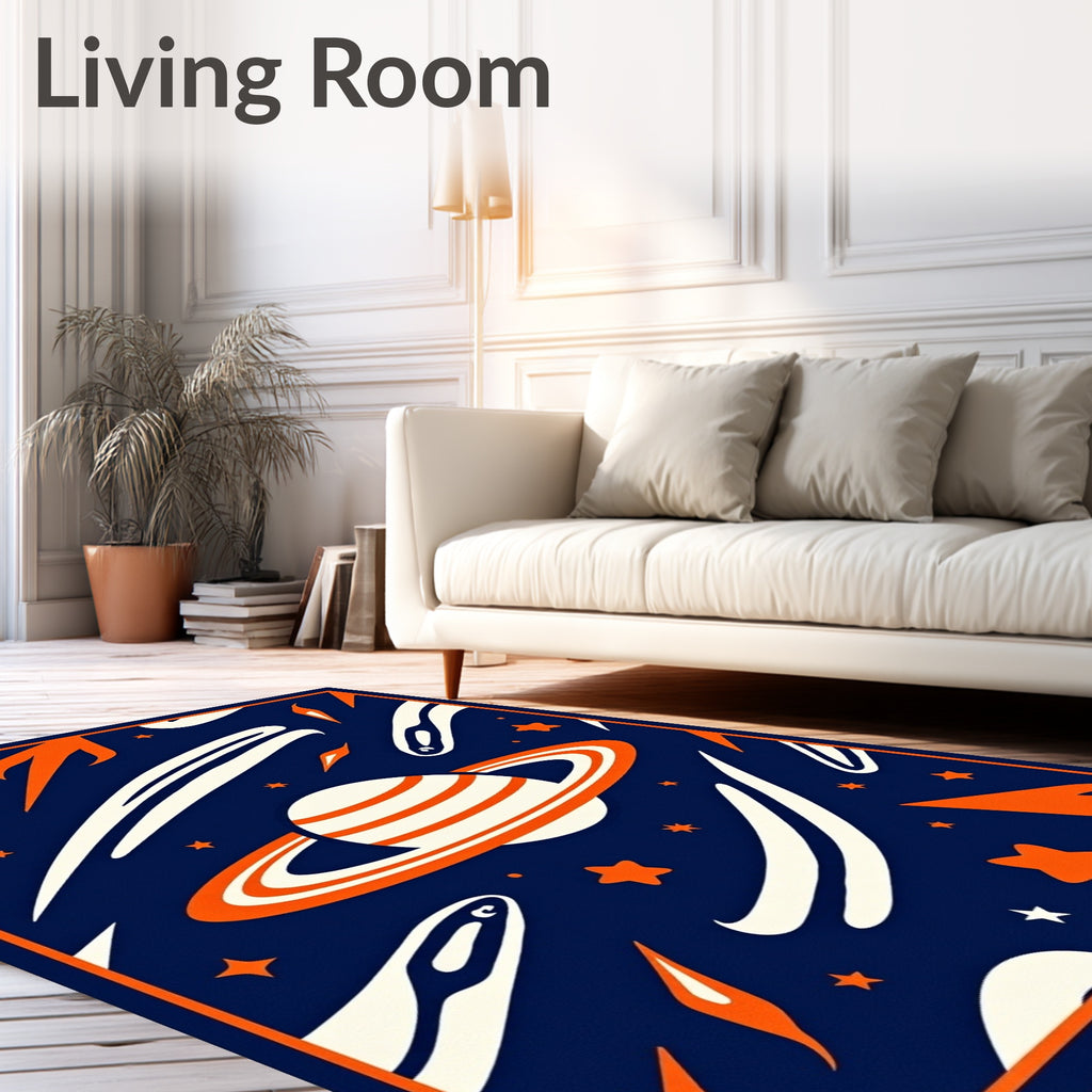 Cosmic Orange Planet Swirl Rug