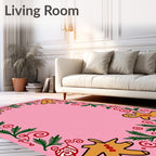 Gingerbread Man Pink Garland Rug