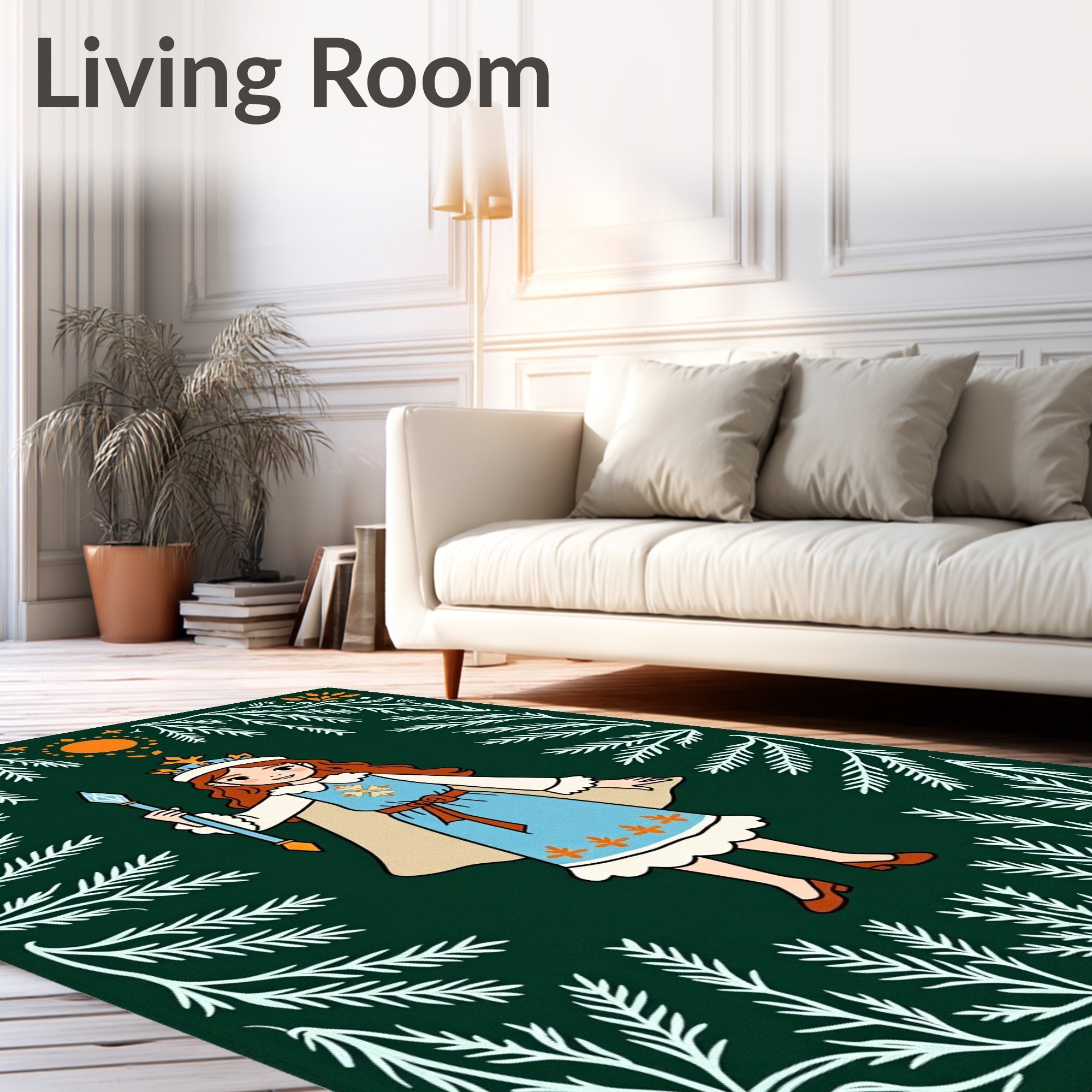 Enchanted Forest Princess Crowned Queen Rug