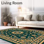Golden Sunburst Emerald Border Rug